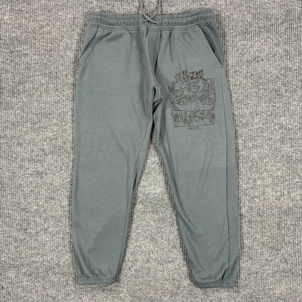 Ring of Fire Graphic Sweatpants Mens Size Medium Gray Fleece Jogger Pull On